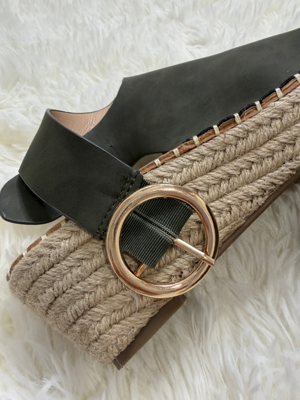 Catherine Malandrino Olive Green Espadrille Wedge Sandals Size 9 Preppy Travel - Picture 12 of 12